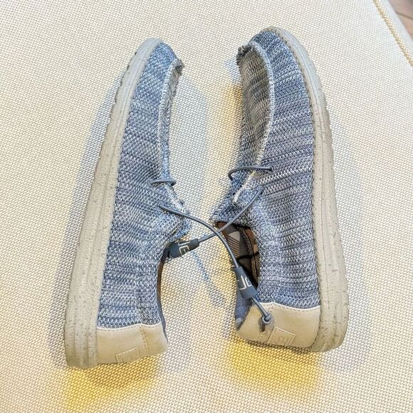 Hey Dude Wally Sox Slip On Deck Shoes In Mottled Steel Blue and Grey - Picture 7 of 12